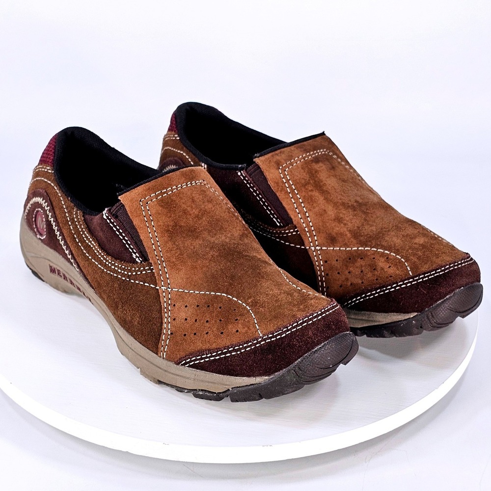 Merrell Womens Kamori Dark Earth Brown Suede Slip On Shoes J226853C Size 7
